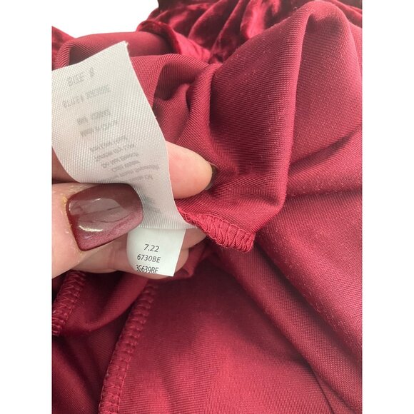 Girls Red crushed Velvet Smocked Long Sleeve Dress 8 holiday Christmas flowy - Picture 5 of 7